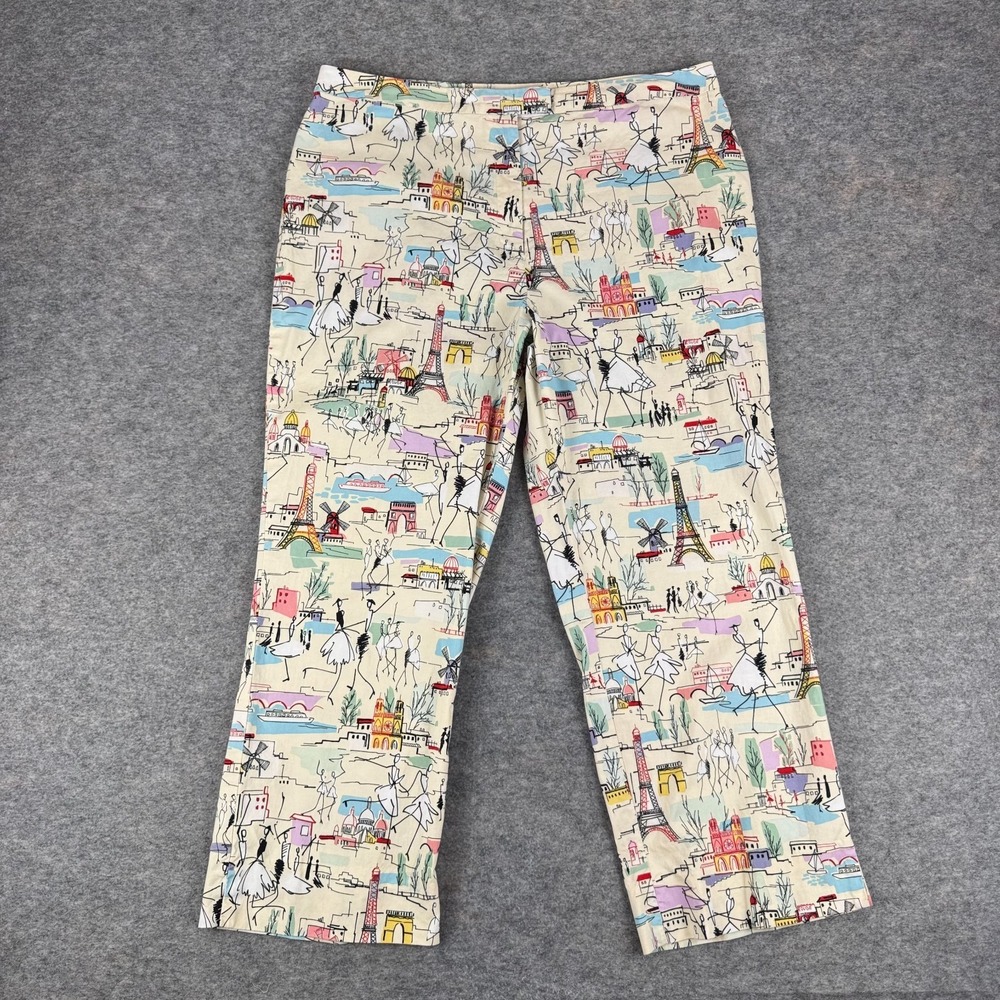 Vintage Harolds Paris Novelty Print Capri Pants 24" USA Made Womens 14